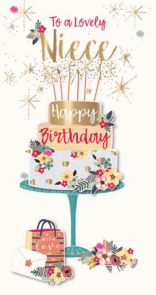 To A Lovely Niece Happy Birthday with Love Luxury Hand Finished Greeting Card