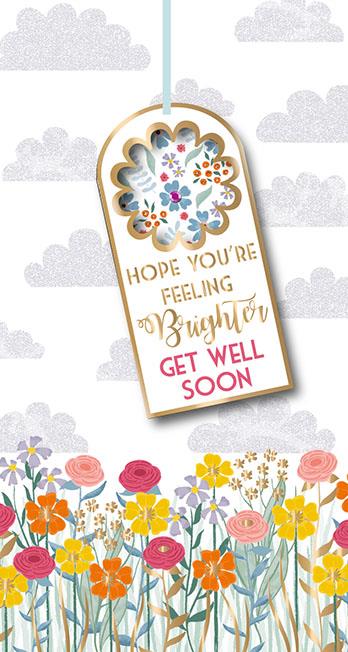 Hope You're Feeling Brighter Get Well Soon Luxury Tag Handmade Card by Talking Pictures