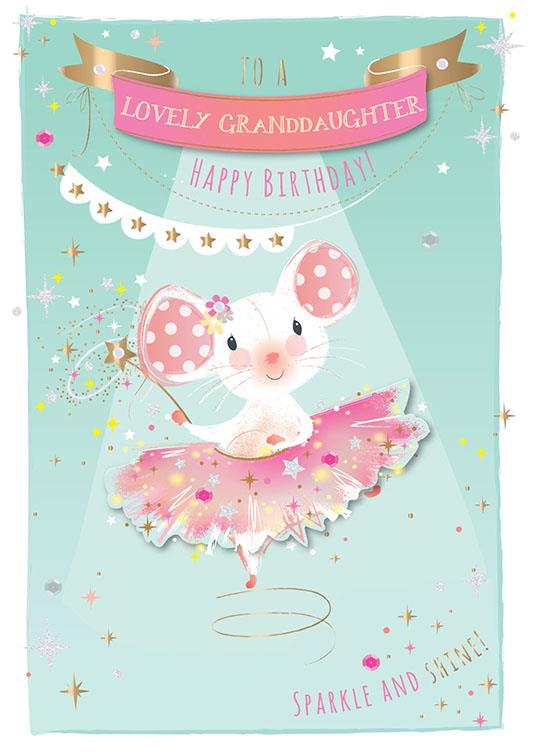 Lovely Granddaughter Fairy Ballerina Mouse Large Luxury Handmade Birthday Card by Talking Pictures