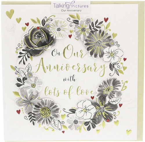 On Our Anniversary With Lots Of Love 3D Foil Finish Greeting Card 