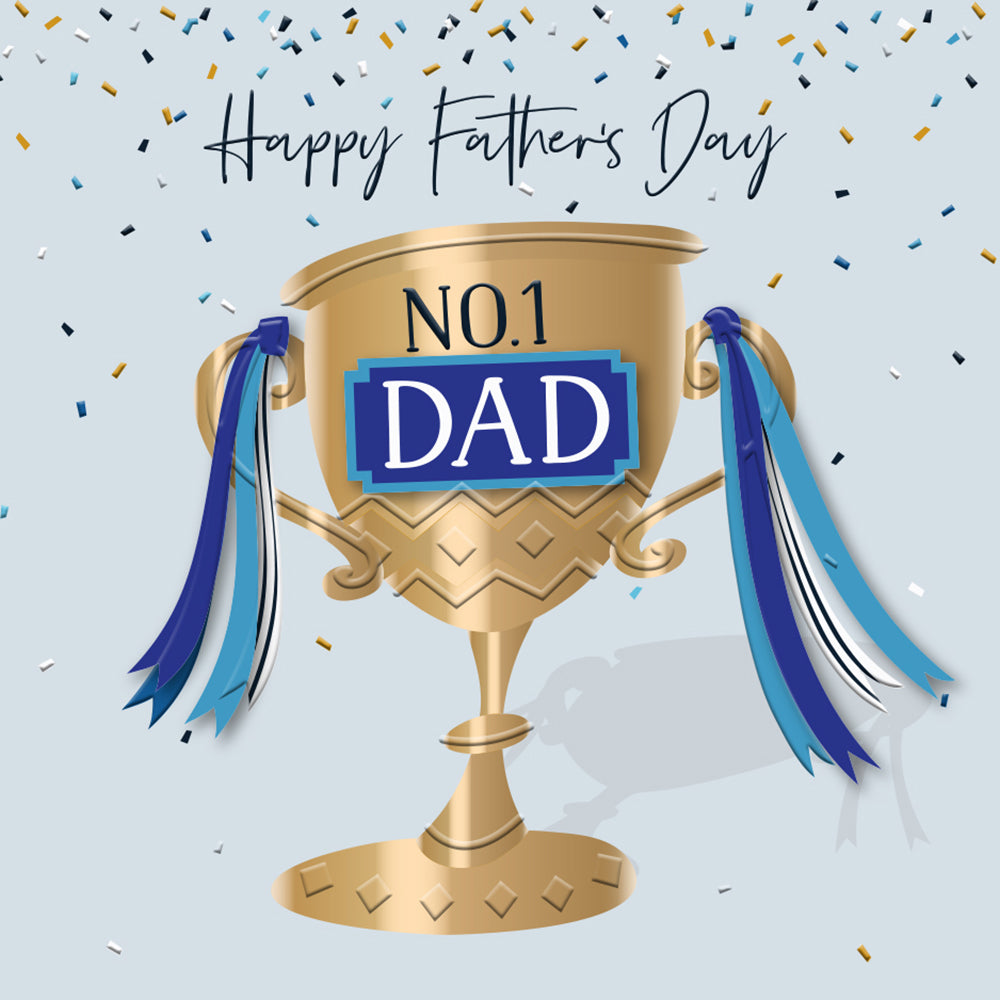 Talking Pictures Happy Father's Day No.1 Day Trophy Celebration Luxury Hand-Made Greeting Card