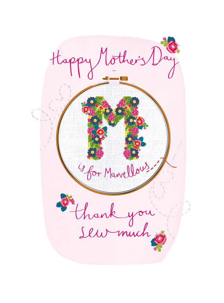 Thank You Sew Much Large Luxury 3D Handmade Mother's Day Card By Talking Pictures