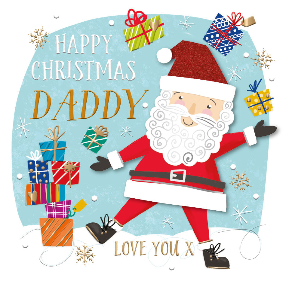 Happy Christmas Daddy Santa Gifts Luxury Handmade 3D Greeting Card By Talking Pictures