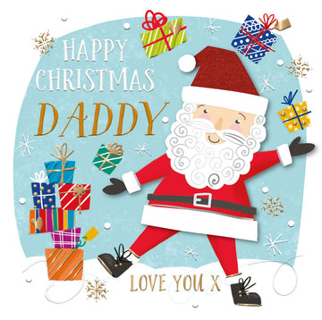 Happy Christmas Daddy Santa Gifts Luxury Handmade 3D Greeting Card By Talking Pictures