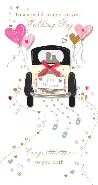 Special Couple on your Wedding Day Luxury Handmade 3D Car Just Married Card by Talking Pictures