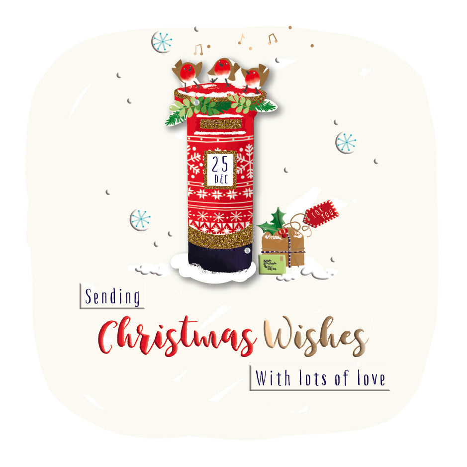 Robins Singing on Postbox Christmas Luxury Handmade 3D Greeting Card By Talking Pictures