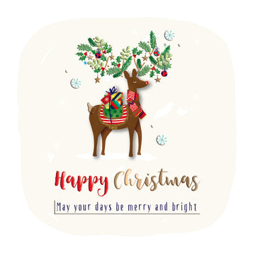 Happy Christmas Reindeer Luxury Handmade 3D Greeting Card By Talking Pictures