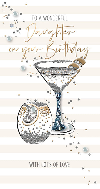 To A Wonderful Daughter - Luxury Handmade Birthday Card - Starlight Range From Talking Pictures