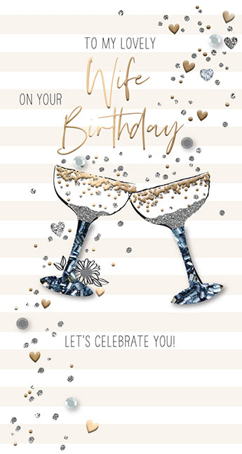 To My Lovely Wife - Luxury Handmade Birthday Card - Starlight Range From Talking Pictures