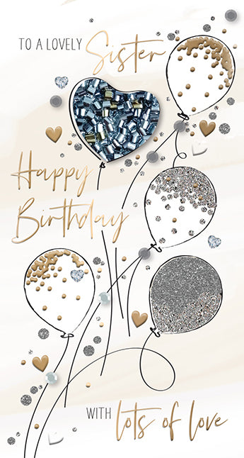 To A Lovely Sister - Luxury Handmade Birthday Card - Starlight Range From Talking Pictures