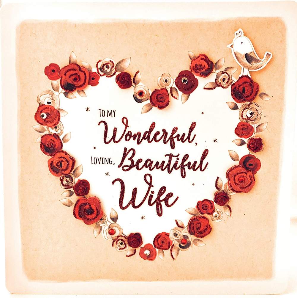 To My Wonderful, Loving, Beautiful Wife Valentines 2022 Special Luxury Second Nature Greeting Card