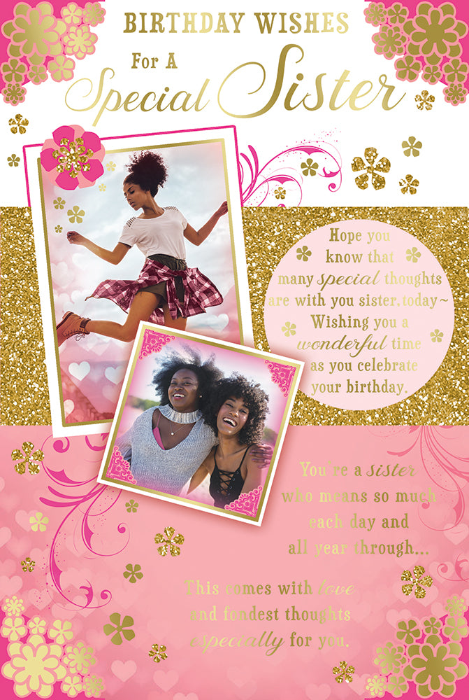 Special Sister Birthday Wishes African Ethnic Ebony Greeting Card with Lovely Verse