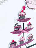 Happy Mothers Day Greeting Card Afternoon Tea Cupcakes Tier with Glitter Finish by Second Nature Greetings