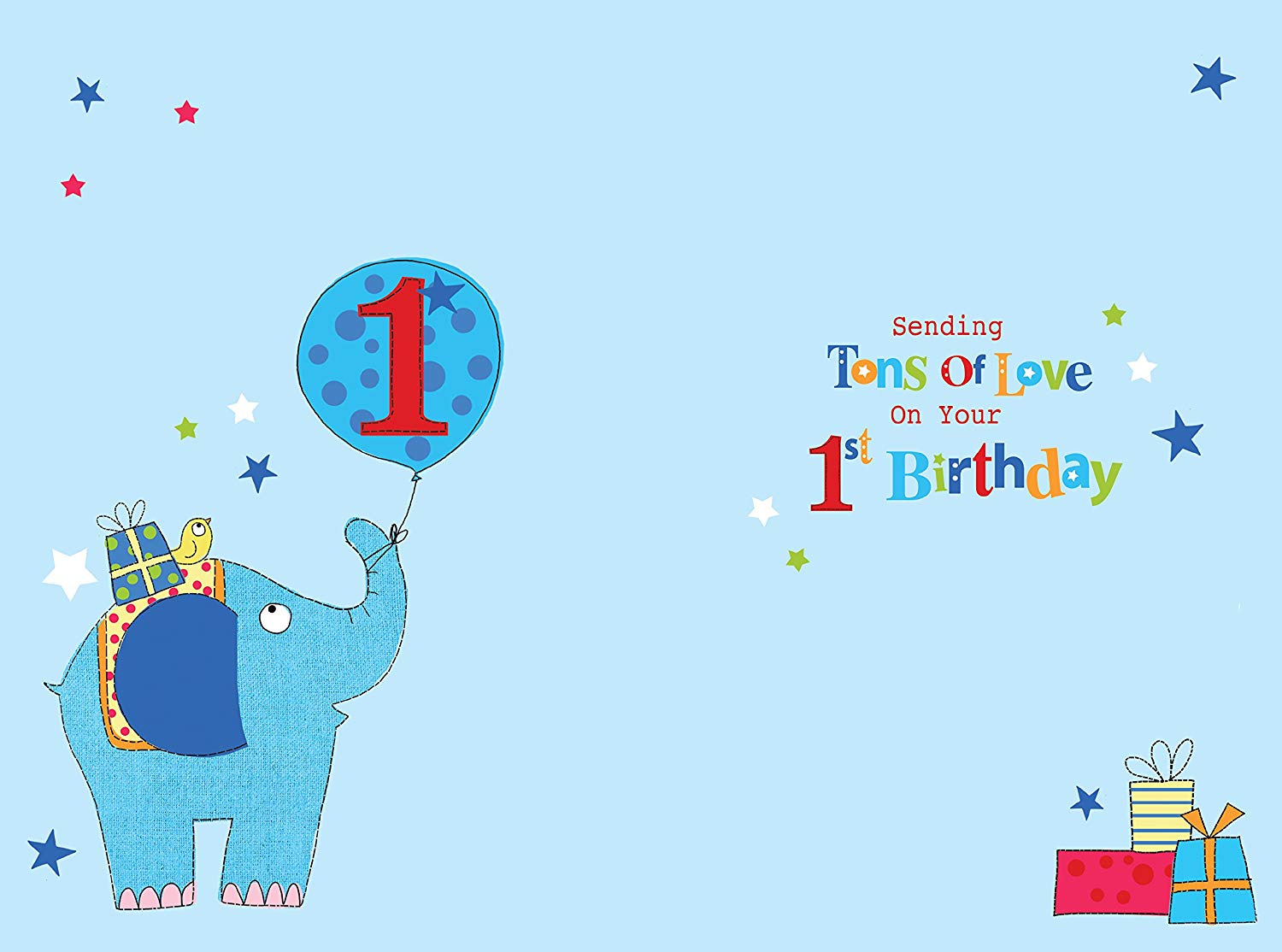 1st Birthday To A Special Son 1 Today Elephant & Presents Design Happy Birthday Card