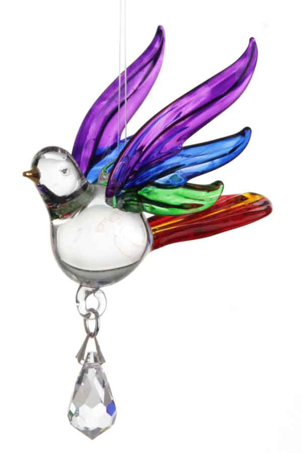 Fantasy Glass Rainbow Songbird Swarovski Crystal Suncatcher