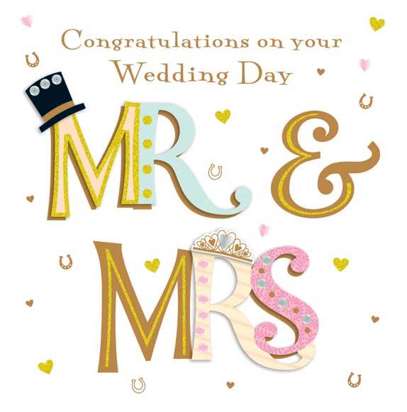 Mr & Mrs Wedding 3D Large Luxury Handmade Card By Talking Pictures