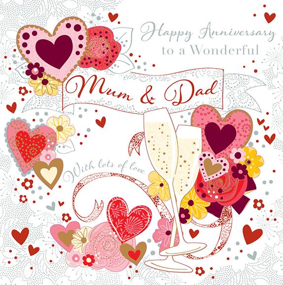 Mum & Dad Wedding Anniversary 3D Large Luxury Handmade Card By Talking Pictures