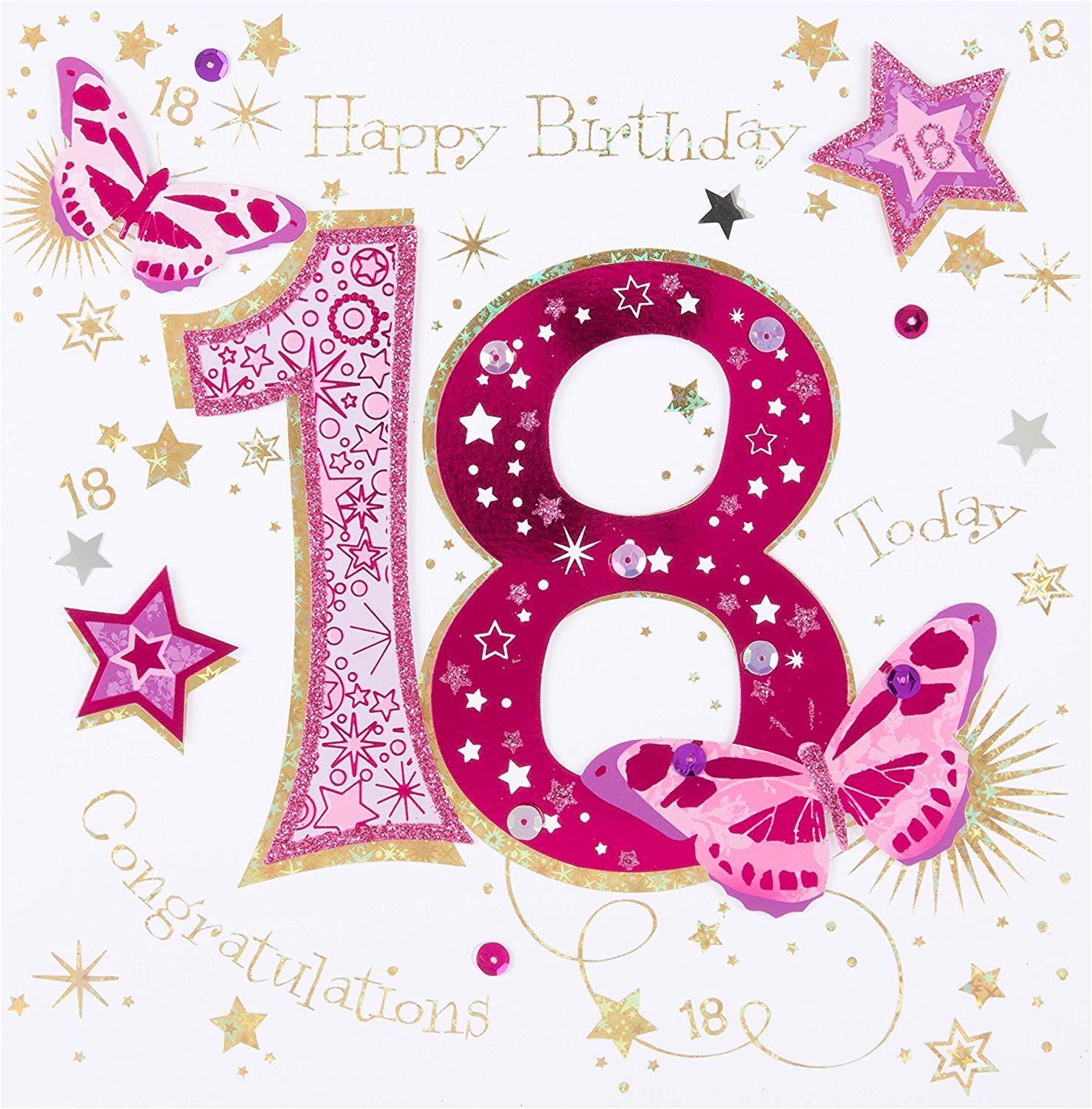 18th Birthday Female Congratulations - Large Handmade Greeting Card by Talking Pictures 