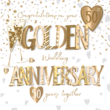 Golden Wedding Anniversary 50 Years 3D Large Luxury Handmade Card By Talking Pictures