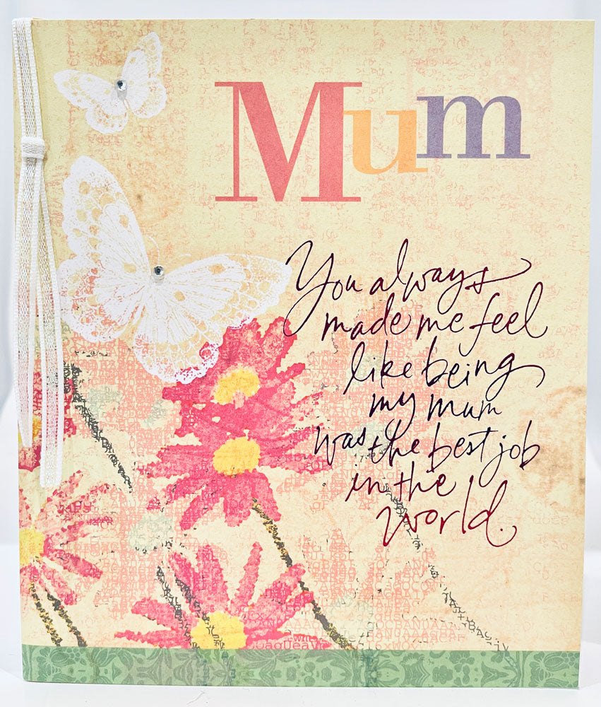 Mum Best Job in The World Embellished Floral Butterfly Mothers Day Greeting Card By UKG