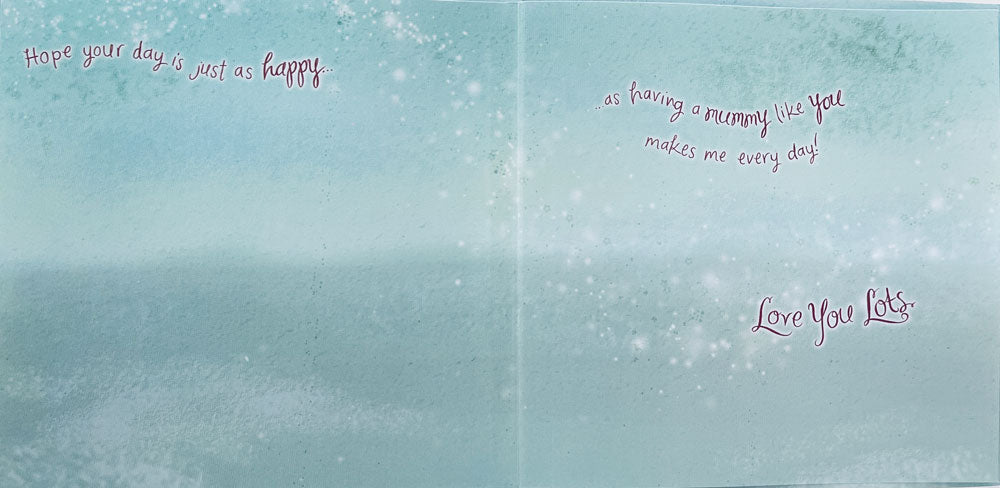 Happy Mothers Day Mummy Rabbit and Bunny Greeting Card with Glitter Finish  By UKG