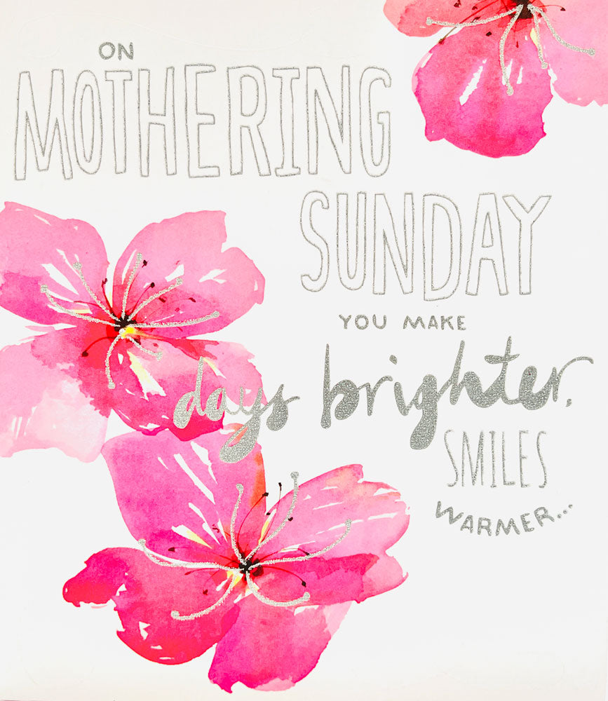 Mothering Sunday Thank You Mothers Day Greeting Card with Glitter Finish By UKG