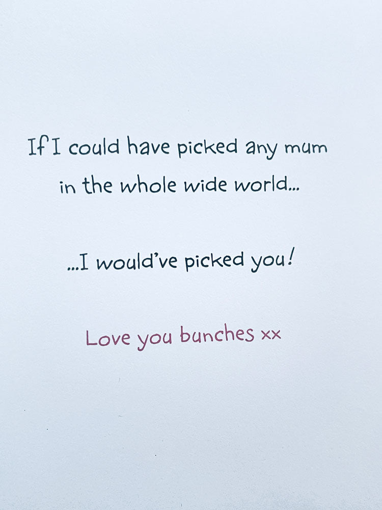 Lovely Mum I Would've Picked You Mothers Day Greeting Card Cute Woof Dog with Glitter Finish By UKG