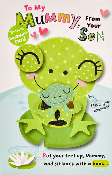 Mummy from Son Cute Frog Mothers Day Greeting Card with Love You Bookmark Gift By UKG