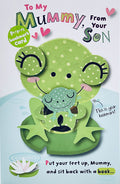 Mummy from Son Cute Frog Mothers Day Greeting Card with Love You Bookmark Gift By UKG