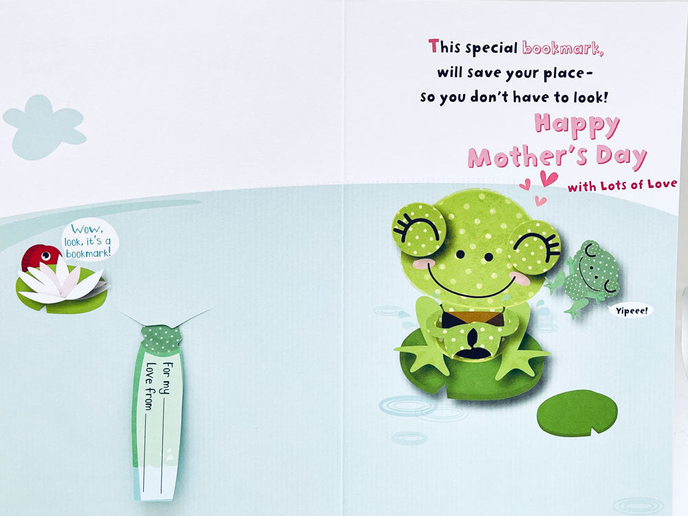 Mummy from Son Cute Frog Mothers Day Greeting Card with Love You Bookmark Gift By UKG