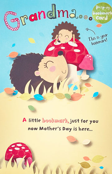 Grandma Cute Hedgehogs Mothers Day Greeting Card with Love You Lots Bookmark Gift By UKG