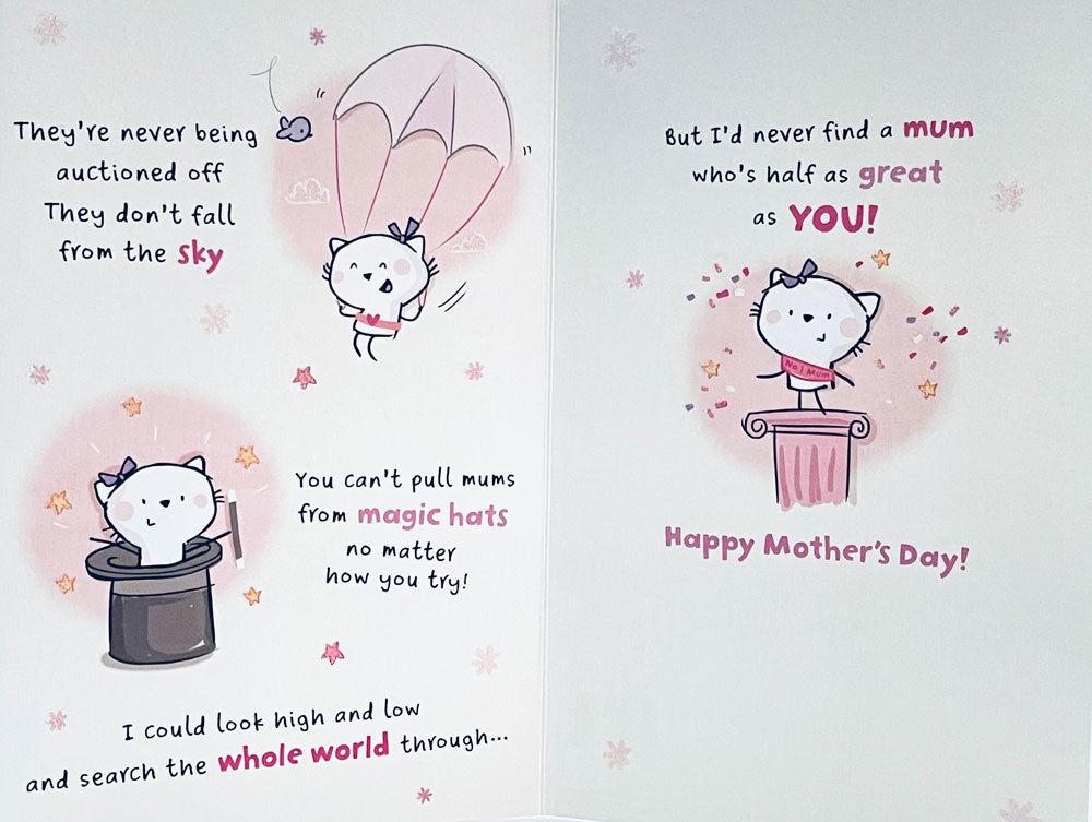 A Poem About Mums Cute Cat Glitter Finish Mothers Day Greeting Card By UKG