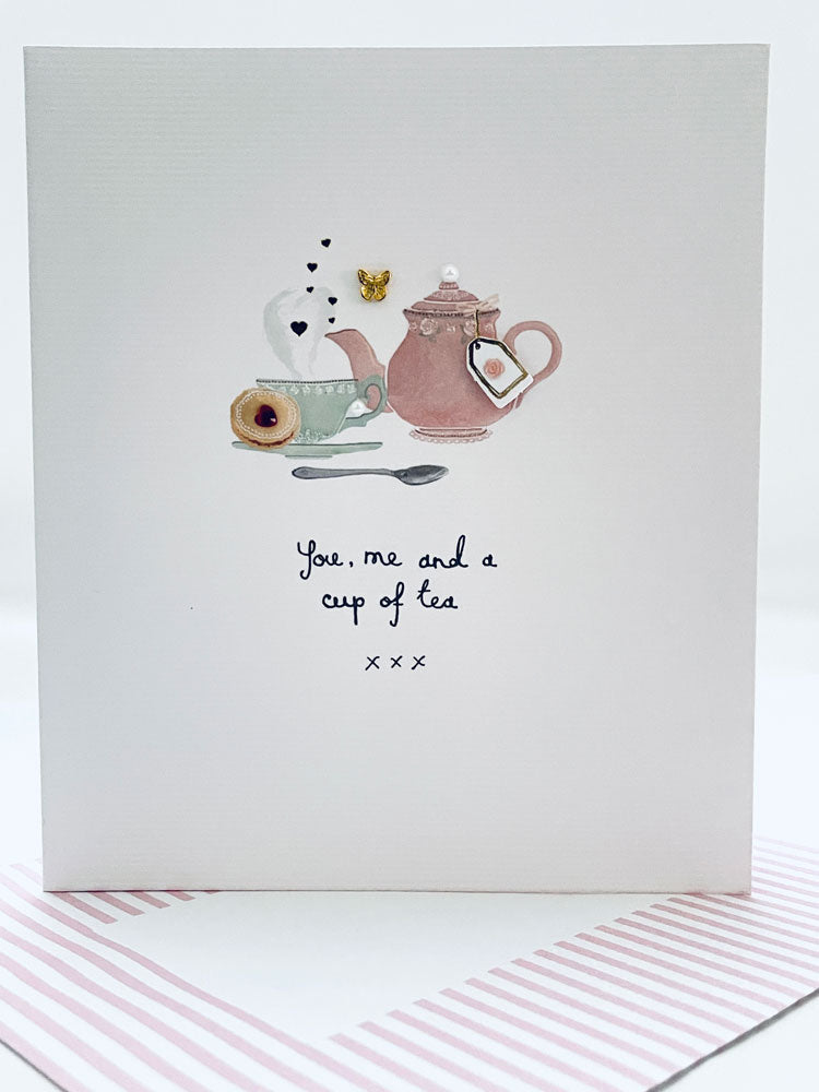 You, Me and a Cup of Tea - Luxury Foil Finish with Embellishment Mothers Day Greeting Card By UKG
