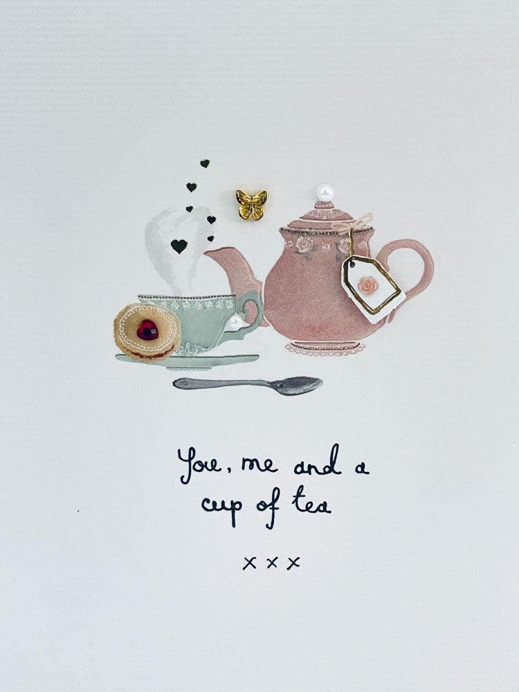 You, Me and a Cup of Tea - Luxury Foil Finish with Embellishment Mothers Day Greeting Card By UKG