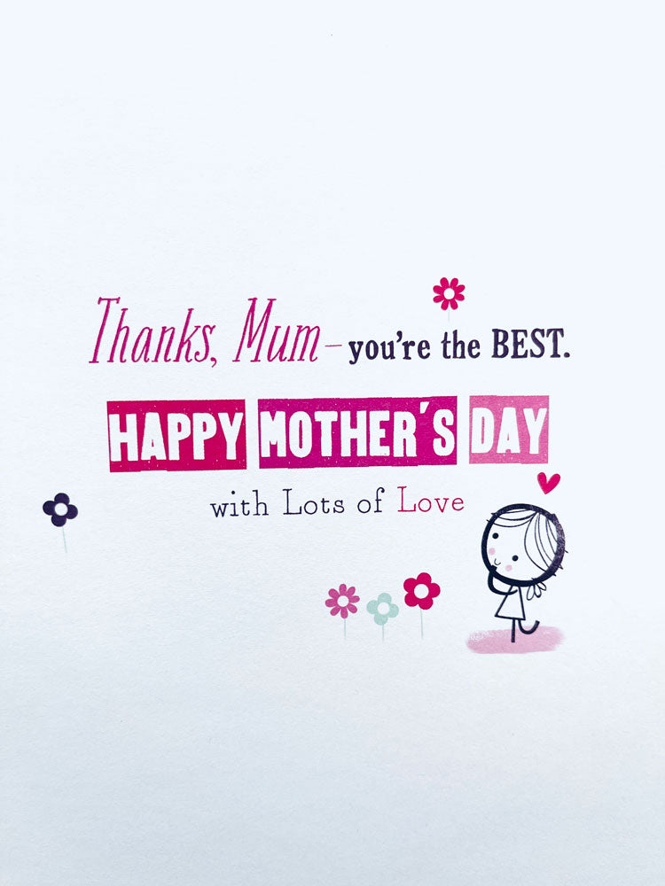 For a Brilliant Mum from Your Daughter Cute Doodles Mothers Day Greeting Card with Emboss Finish By UKG