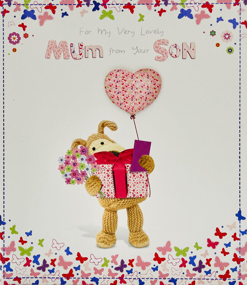 Mum from your Son Boofle Dog Mothers Day Greeting Card with Glitter Finish By UKG