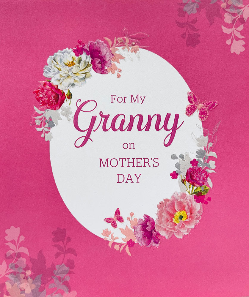 For My Granny Floral Glitter Finish Mothers Day Greeting Card By UKG