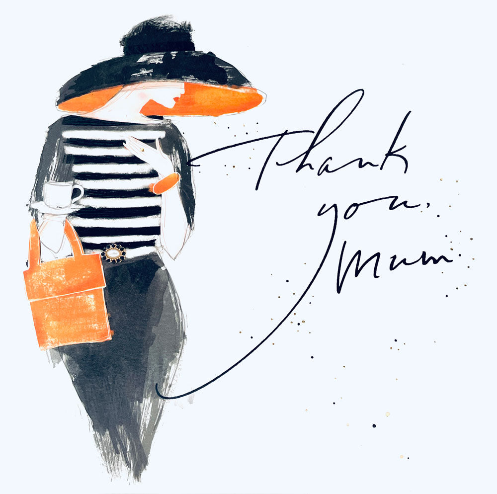 Thank You Mum Luxury Foil Finish with Embellishment Stylish Elegant Large Mothers Day Greeting Card By UKG