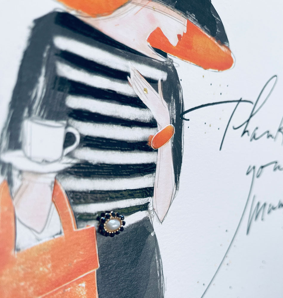 Thank You Mum Luxury Foil Finish with Embellishment Stylish Elegant Large Mothers Day Greeting Card By UKG