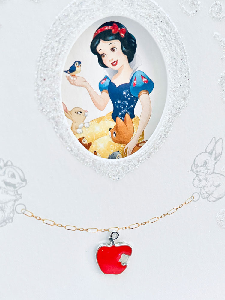 Disney Snow White For The Fairest Jewel Of All Mothers Day Greeting Card with Glitter Finish and Keepsake Apple Charm By UKG