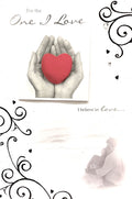 For the One I Love I Believe in Love 3D Heart in Hands on Valentine's Day Special UK Greetings Card