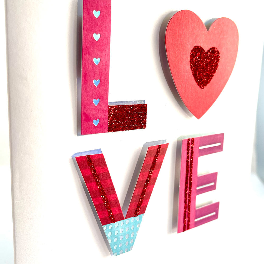 Love 3D Heart Red Glitter Valentines Day 2022 Special Luxury UK Greetings Square Card