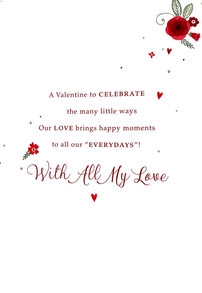 Just For You On Valentine's Day Wine Glasses and Present 2022 Special Luxury UK Greetings Card