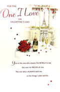 For the One I Love on Valentines Day Wine & Roses in Paris Valentines Day Special UK Greetings Card