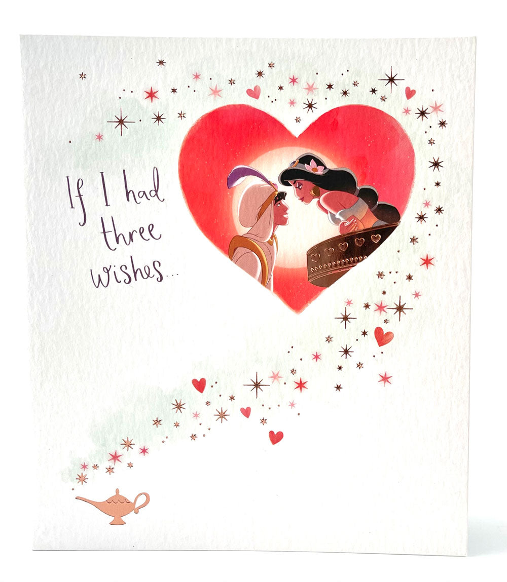 Disney Aladdin If I Had Three Wishes... Valentines 2022 Special Luxury UK Greetings Card