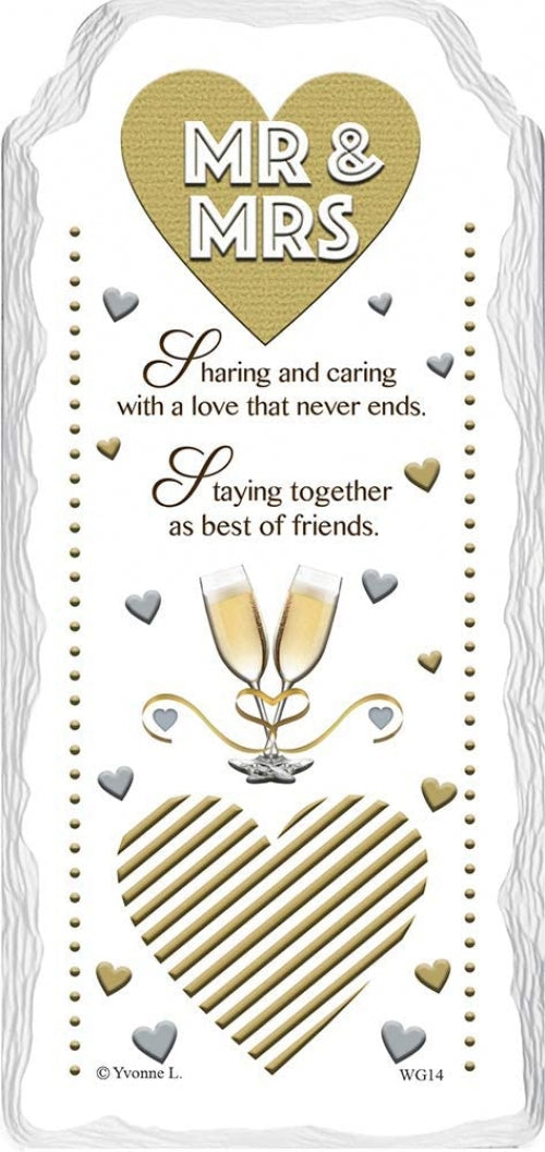 Mr and Mrs Wedding Sentimental Handcrafted Ceramic Plaque Gift from Sensations