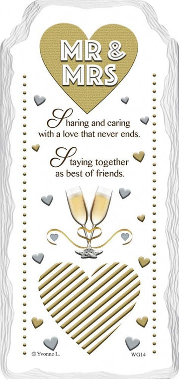 Mr and Mrs Wedding Sentimental Handcrafted Ceramic Plaque Gift from Sensations