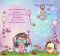 Happy Birthday 5 Today - Cool Little Girl Greeting Card with Lovely Verse - Fun, Music, Headphones, Owl, Butterflies, Balloons & Cupcake - Wee Nippers by Cardigan Cards