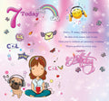 7 Today Happy Birthday - Cool Girl Greeting Card with Lovely Verse - Fun, Music, Phone, Headphones, Pug, Butterflies, Emoji & Rainbow - Wee Nippers by Cardigan Cards