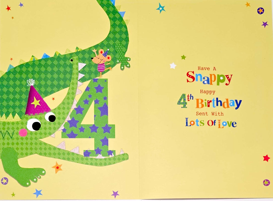 4th Birthday To A Special Grandson 4 Today Crocodile & Mouse Design Happy Birthday Card
